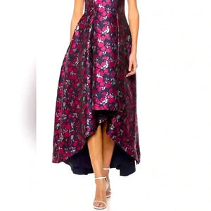 Aidan MATTOX high low formal dress by Adrianna Papell. Floral & metalic details.